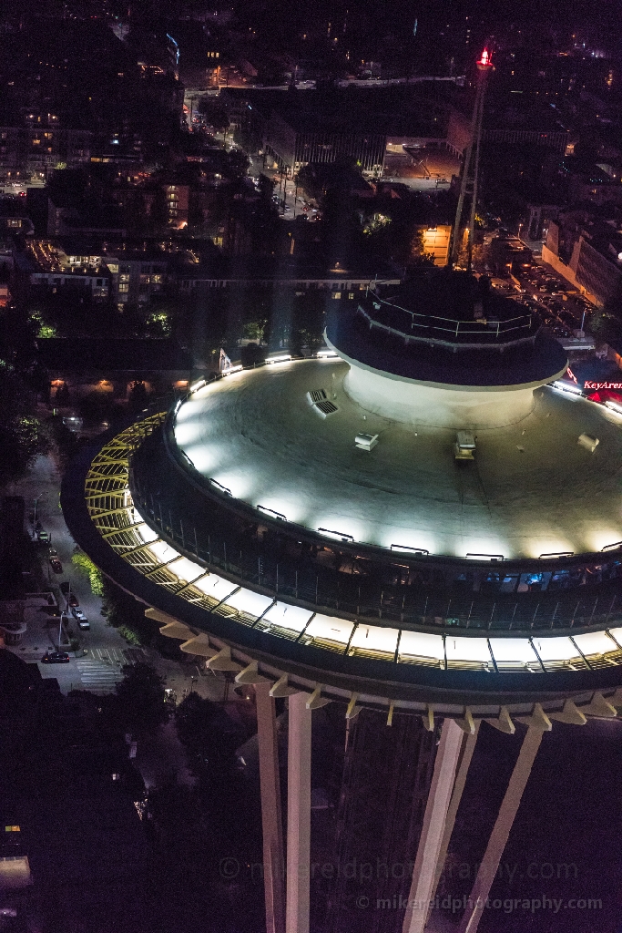 Aerial Night Space Needle